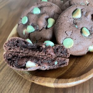 Double chocolate and mint cookies